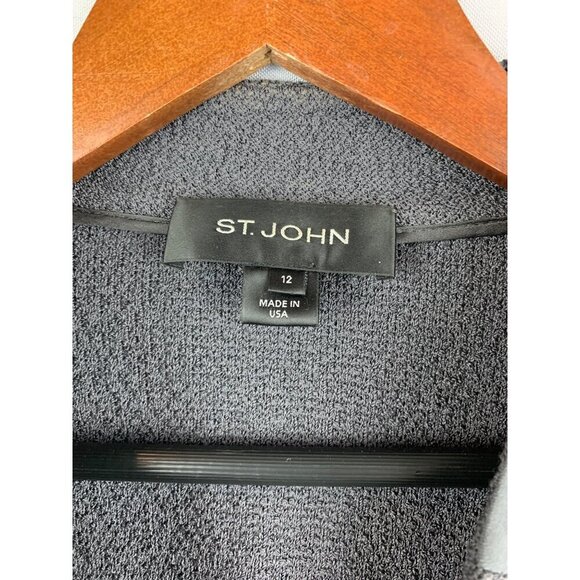 St. John Womens Wool Blend Blazer Size 12 Gray Textured - Picture 3 of 4